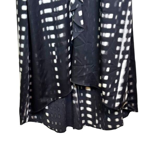Banana Republic Size 16 Black White Abstract Print Ruffle Front Cascade Dress - Picture 4 of 8